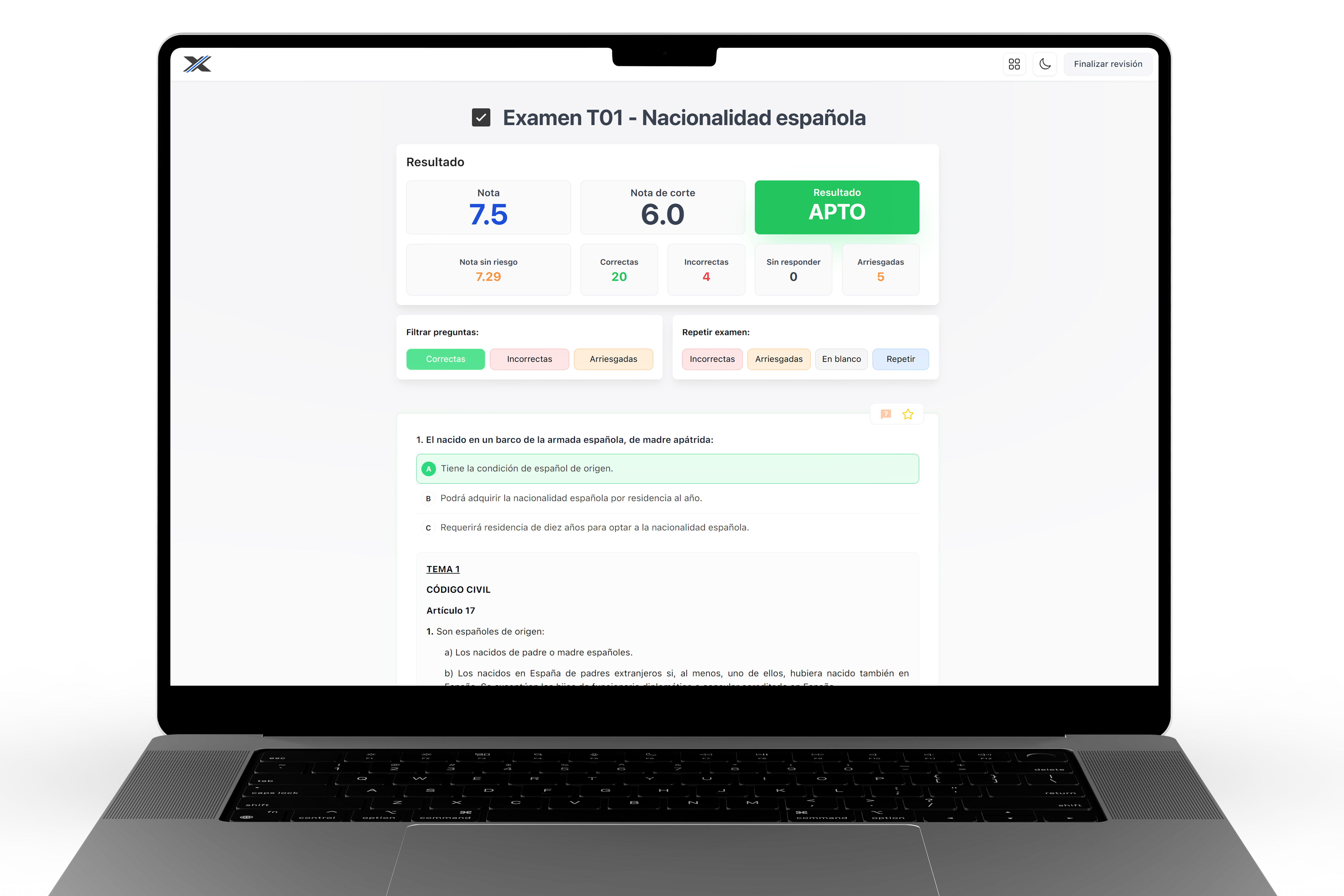 Mockup Exámenes
